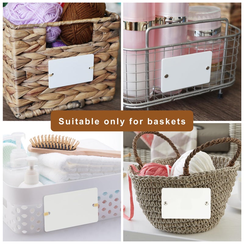 Temlum 18 Pcs Acrylic Basket Labels, Storage Tags with Chalk Marker Removable Label for Wire, Wicker, Woven Baskets & Pantry Storage (Rectangle, White) - Image 4